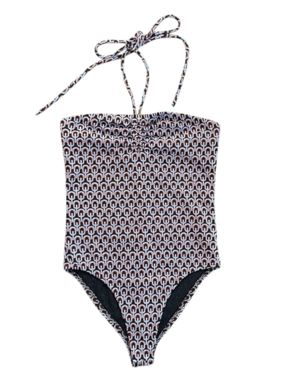 ZARA Black White, Lavender & Orange Patterned One-Piece Swimsuit / Bodysuit
